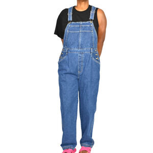 Vintage Cherokee Bib Overalls Blue Denim Jeans Straight Leg Rigid Cotton Medium